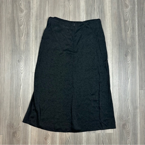 Rag & Bone Black Letti Satin Jacquard Midi Skirt Size 6 Herringbone Pattern - Picture 4 of 6